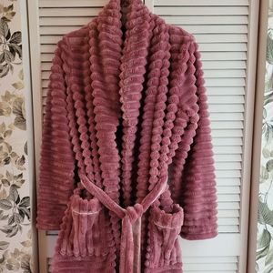 Anthropologie pink plush robe